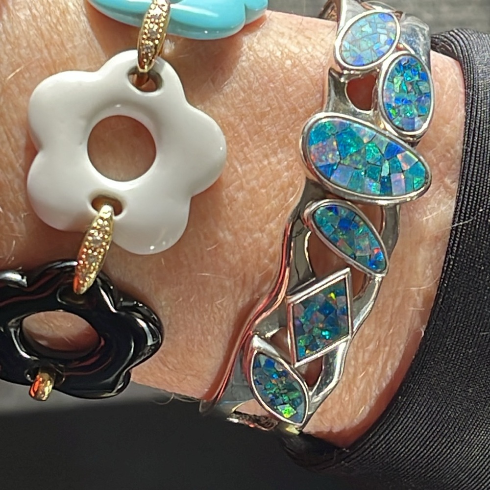 Sterling  Opal cuff bracelet - Picture 6 of 8